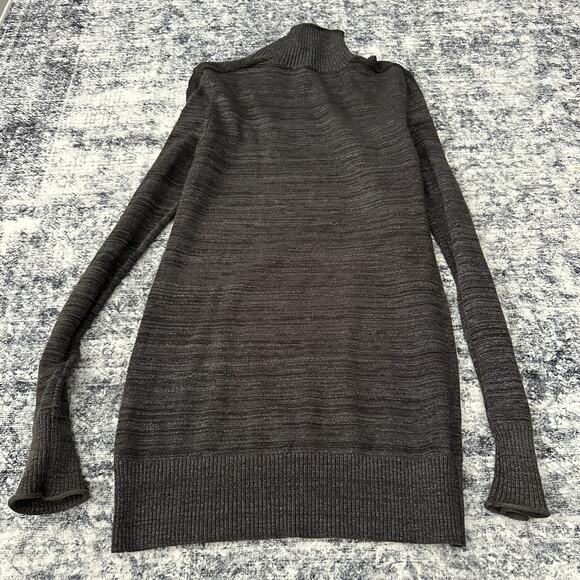 Free People Shimmer Gray Ribbed Turtleneck Sweater Long Sleeve Cutout Size Small - Picture 9 of 10